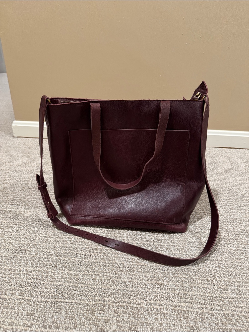 Madewell Leather Shoulder Tote in Deep Wine